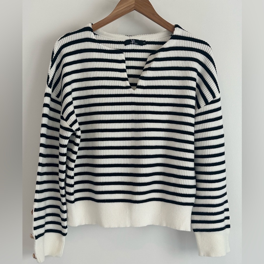 Striped Sweater with Oversized Sleeves